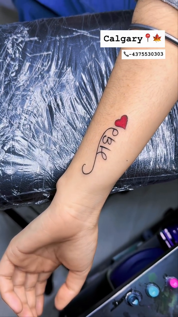 Tattoo by @dilpreet_tattoos — lettering_script, fine_line