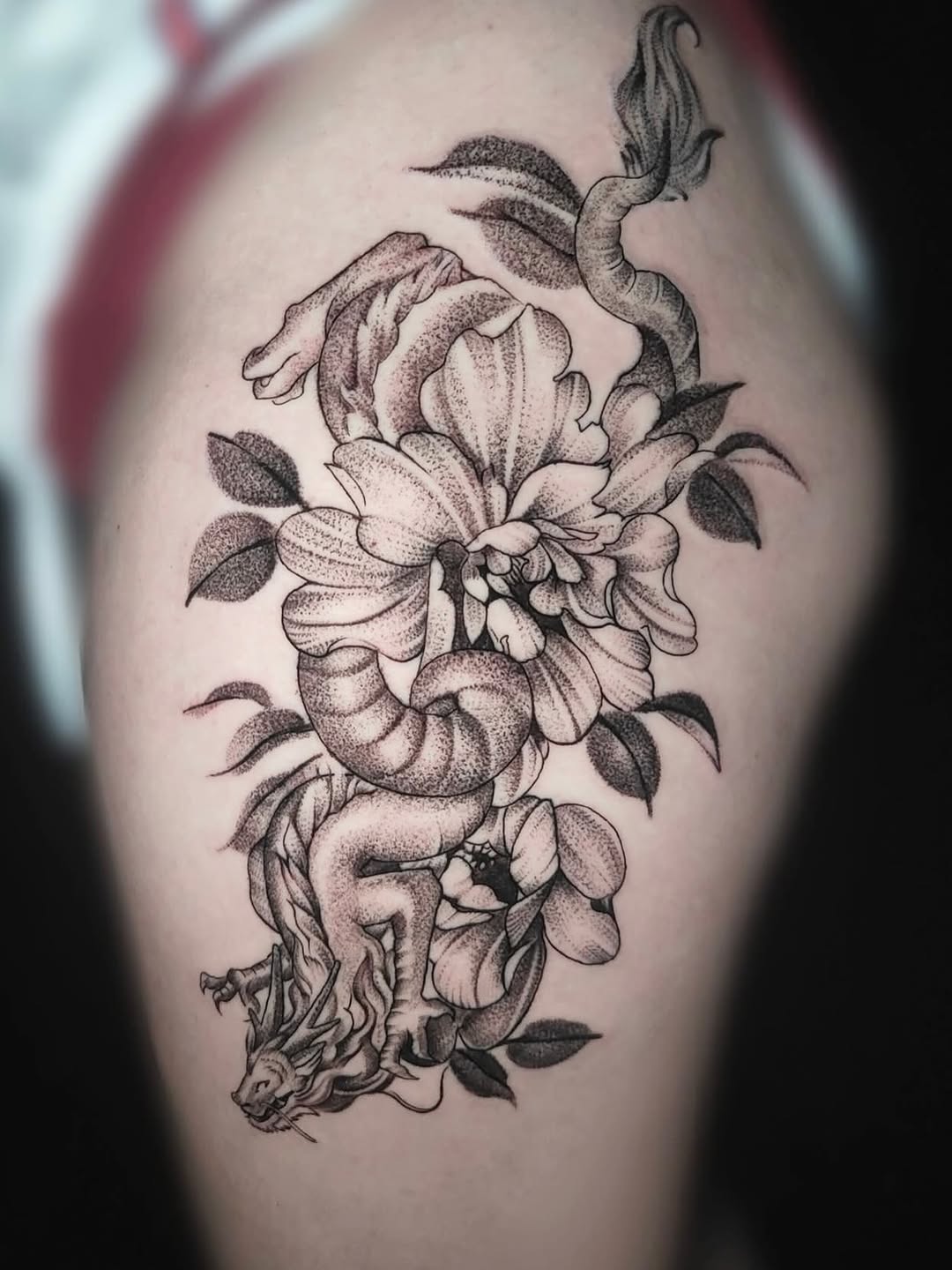 Tattoo by @ricson.mojica — dotwork, japanese_irezumi