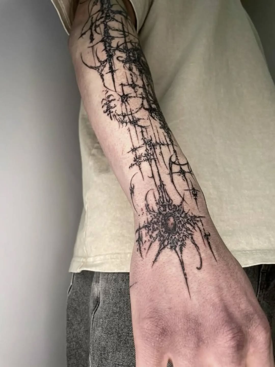 Tattoo by @mj.3dws_.23 — blackwork, trash_polka