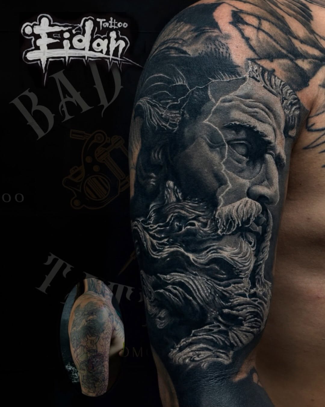 Tattoo by @eidan.tattoo — realism, black_and_grey