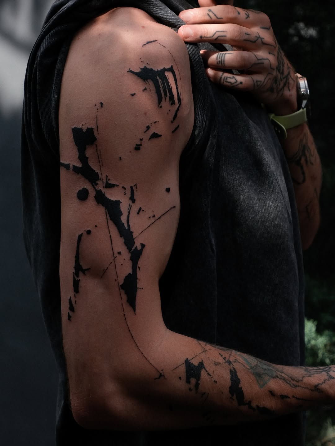 Tattoo by @tolstun.ink โ blackwork, abstract