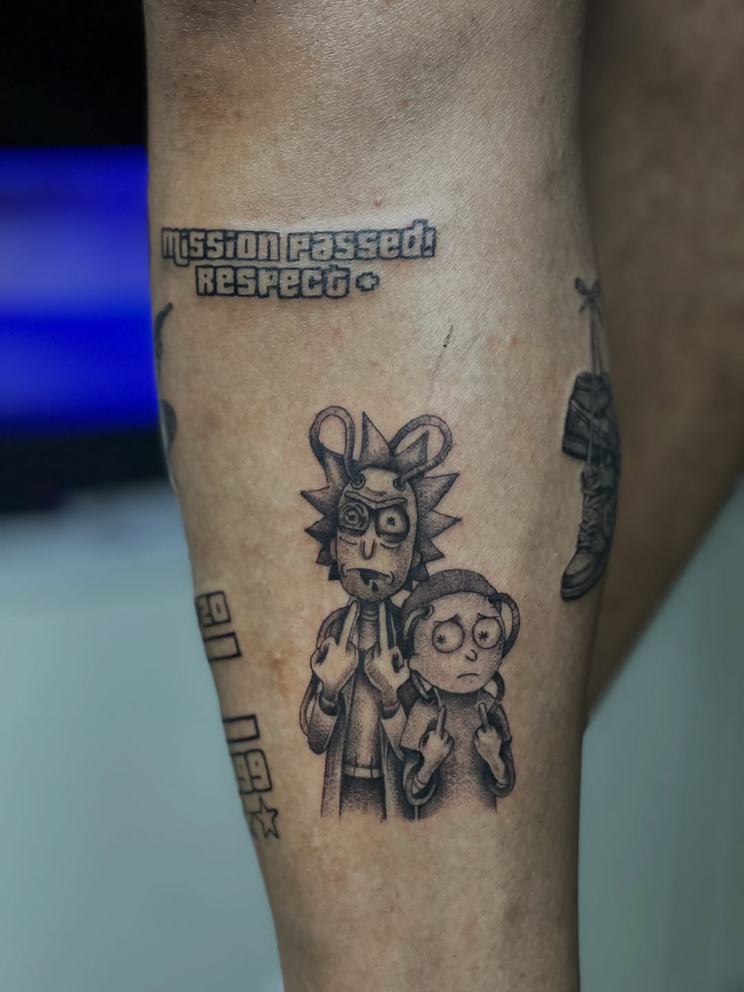 Tattoo by @russellefandialan โ black_and_grey, anime