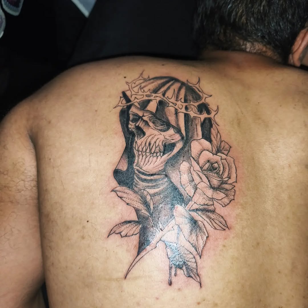 Tattoo by @mello_blue_tatto0 — dark_realism, black_and_grey