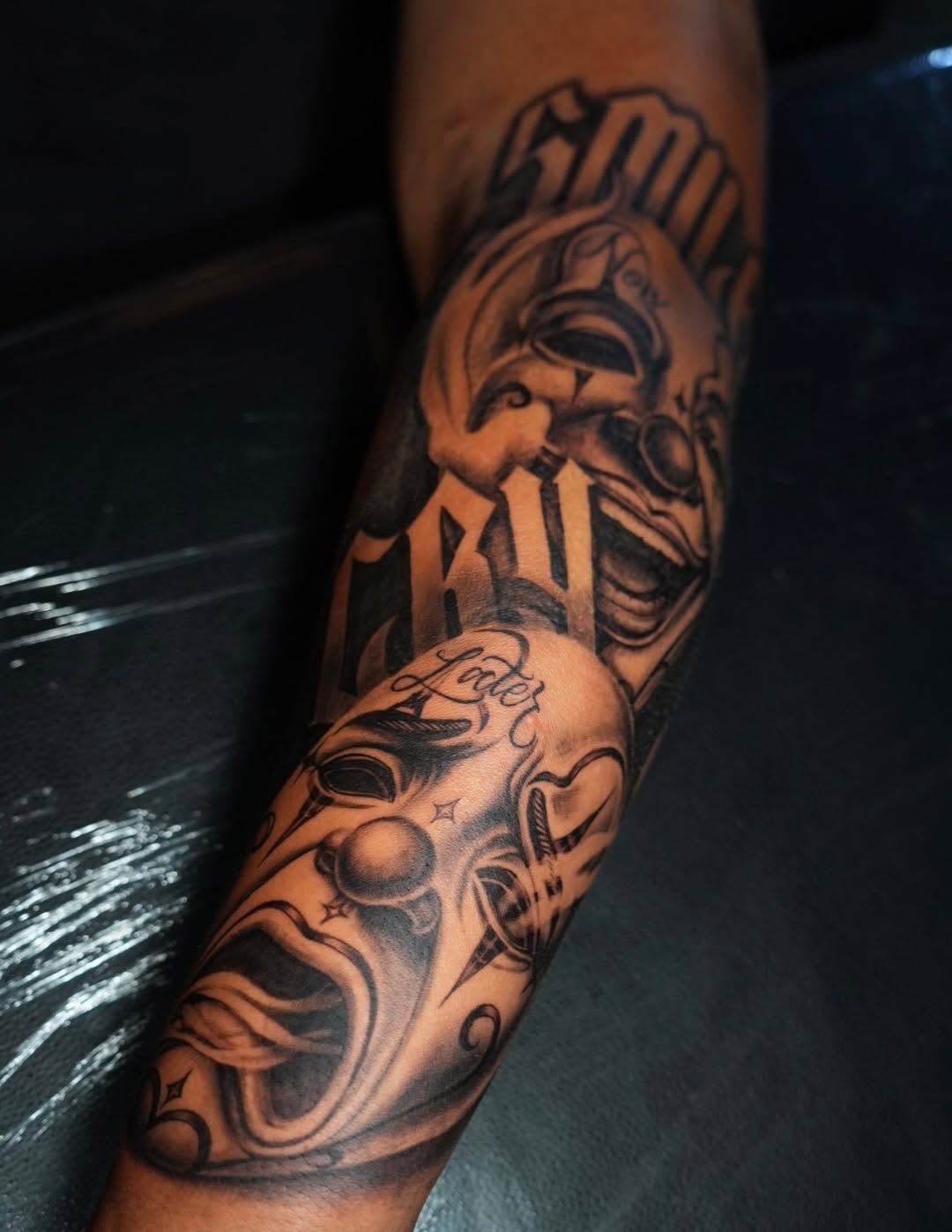 Tattoo by @lasmanosdeltoro — chicano, black_and_grey