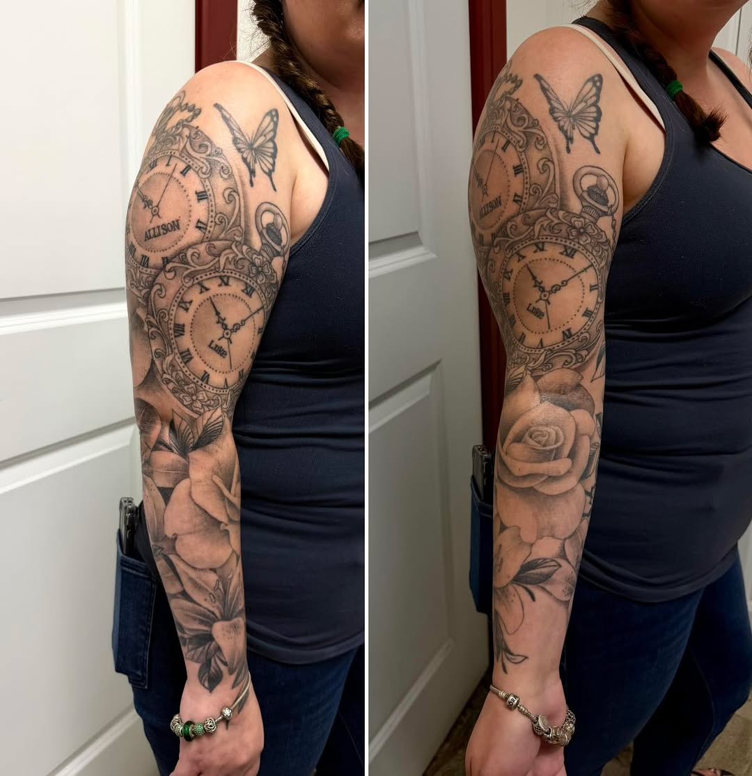 Tattoo by @juliabodyart โ realism, black_and_grey