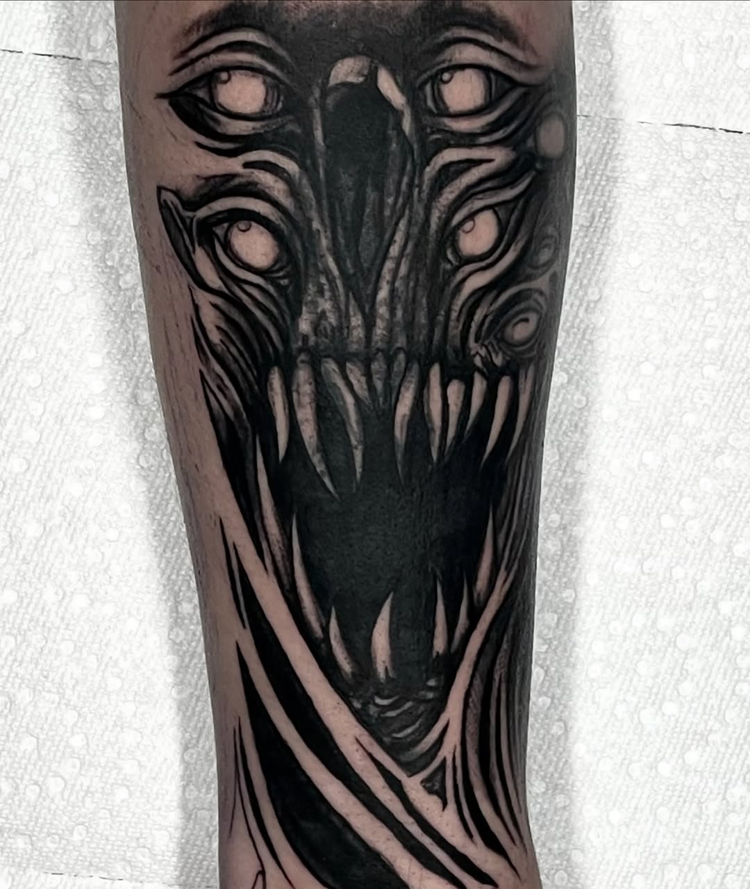 Tattoo by @ergot.tattoo — black_and_grey, dark_realism