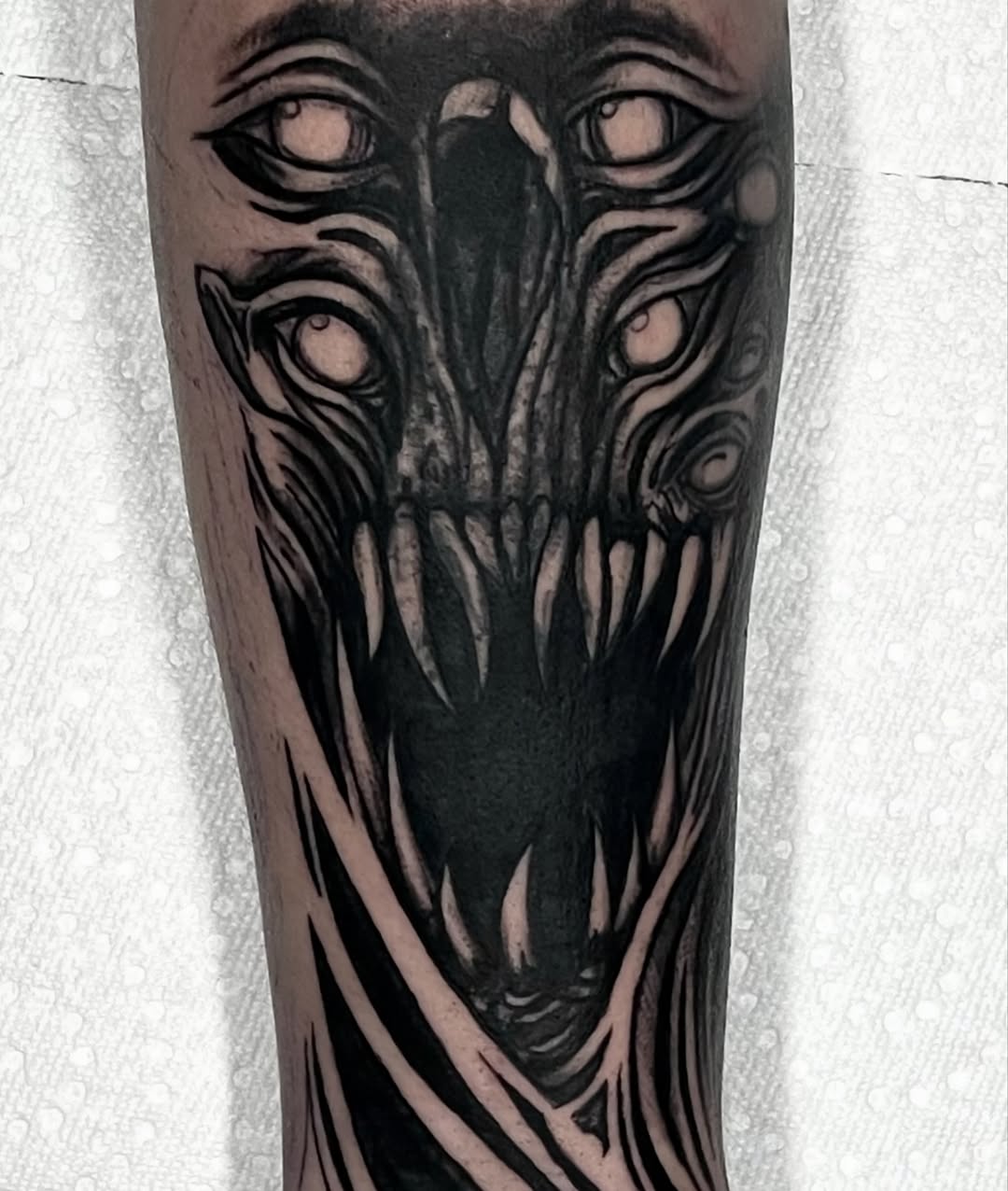 Tattoo by @ergot.tattoo — black_and_grey, dark_realism