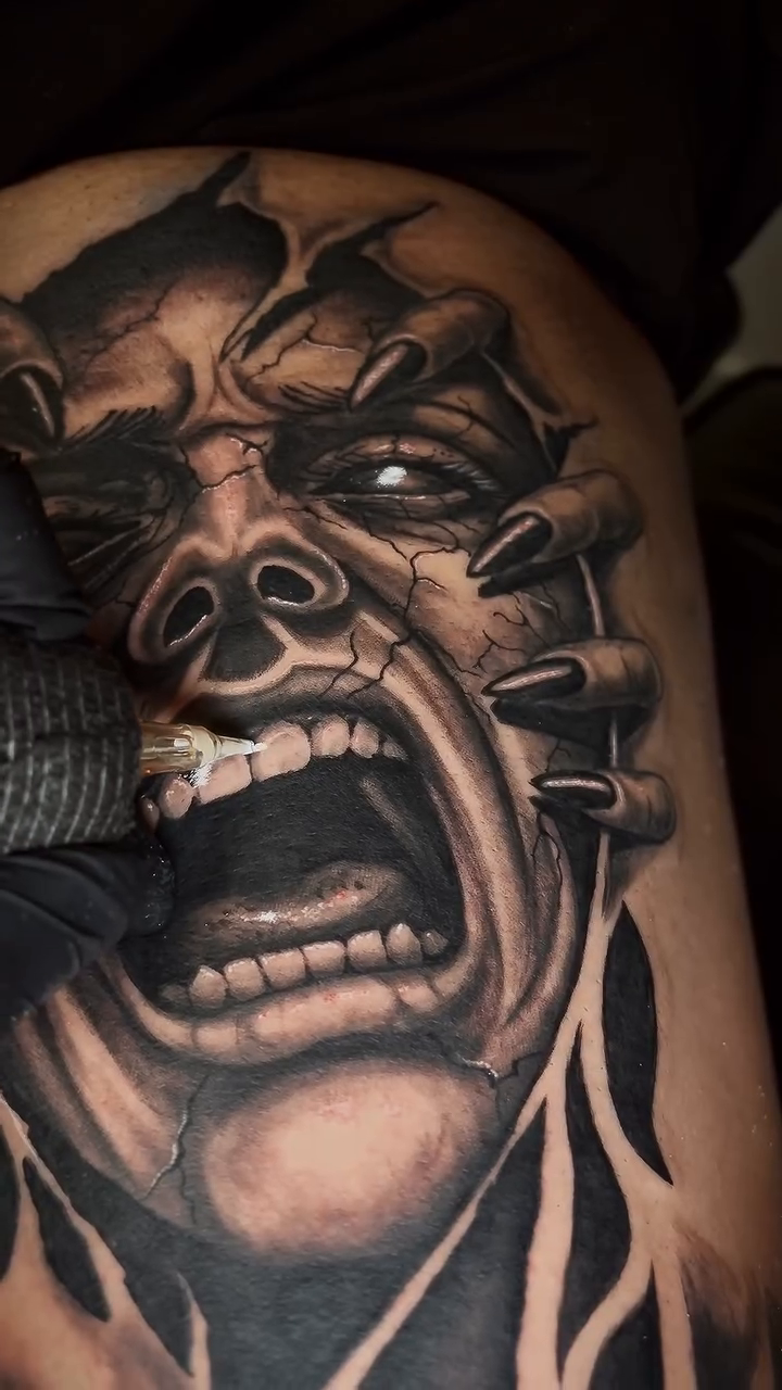 Tattoo by @echevarriatattoo — dark_realism, black_and_grey