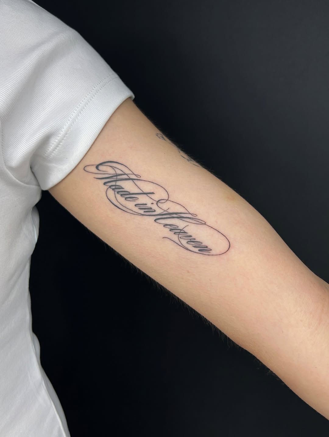 Tattoo by @etched.with.ink — lettering_script, fine_line