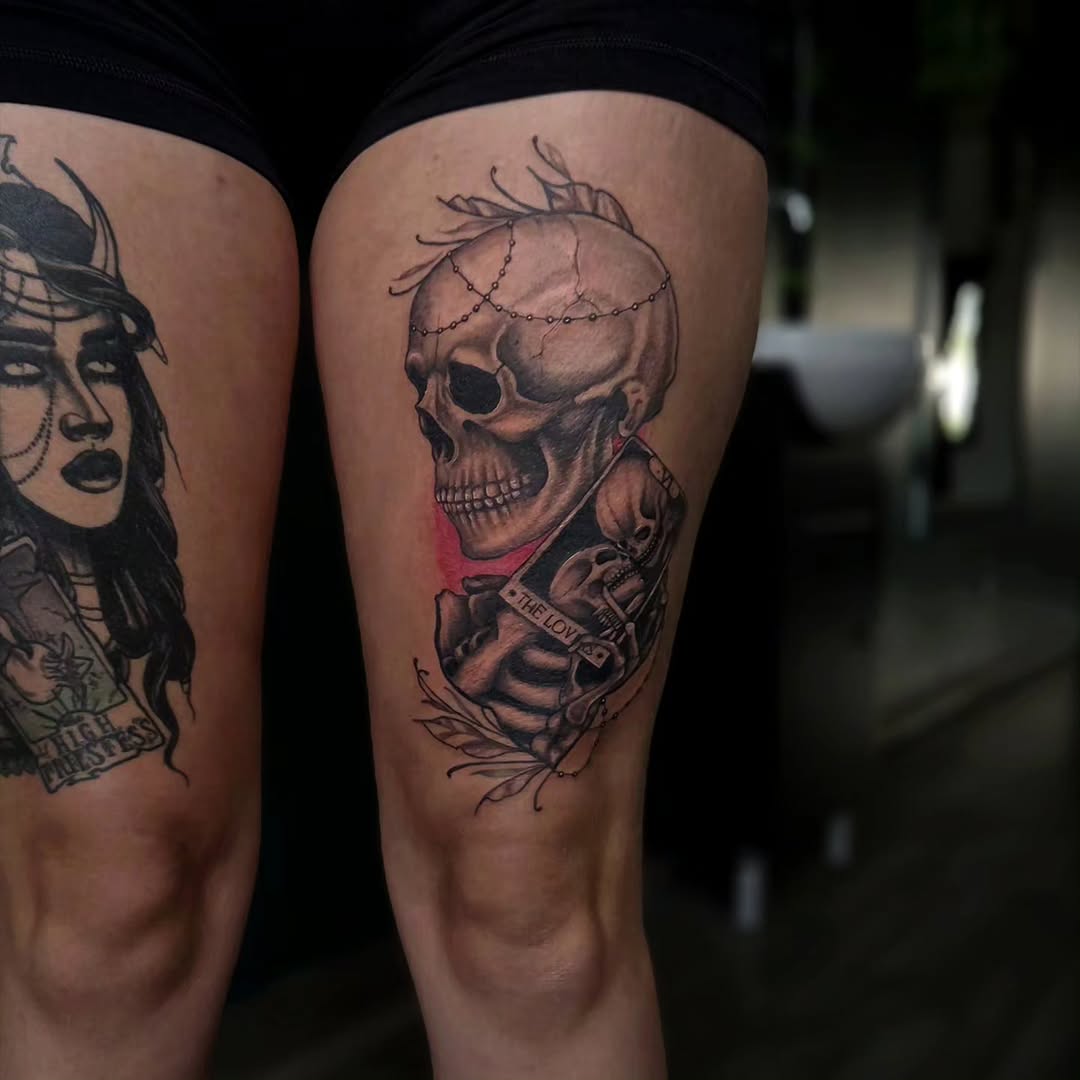 Tattoo by @grimz.ink — realism, black_and_grey