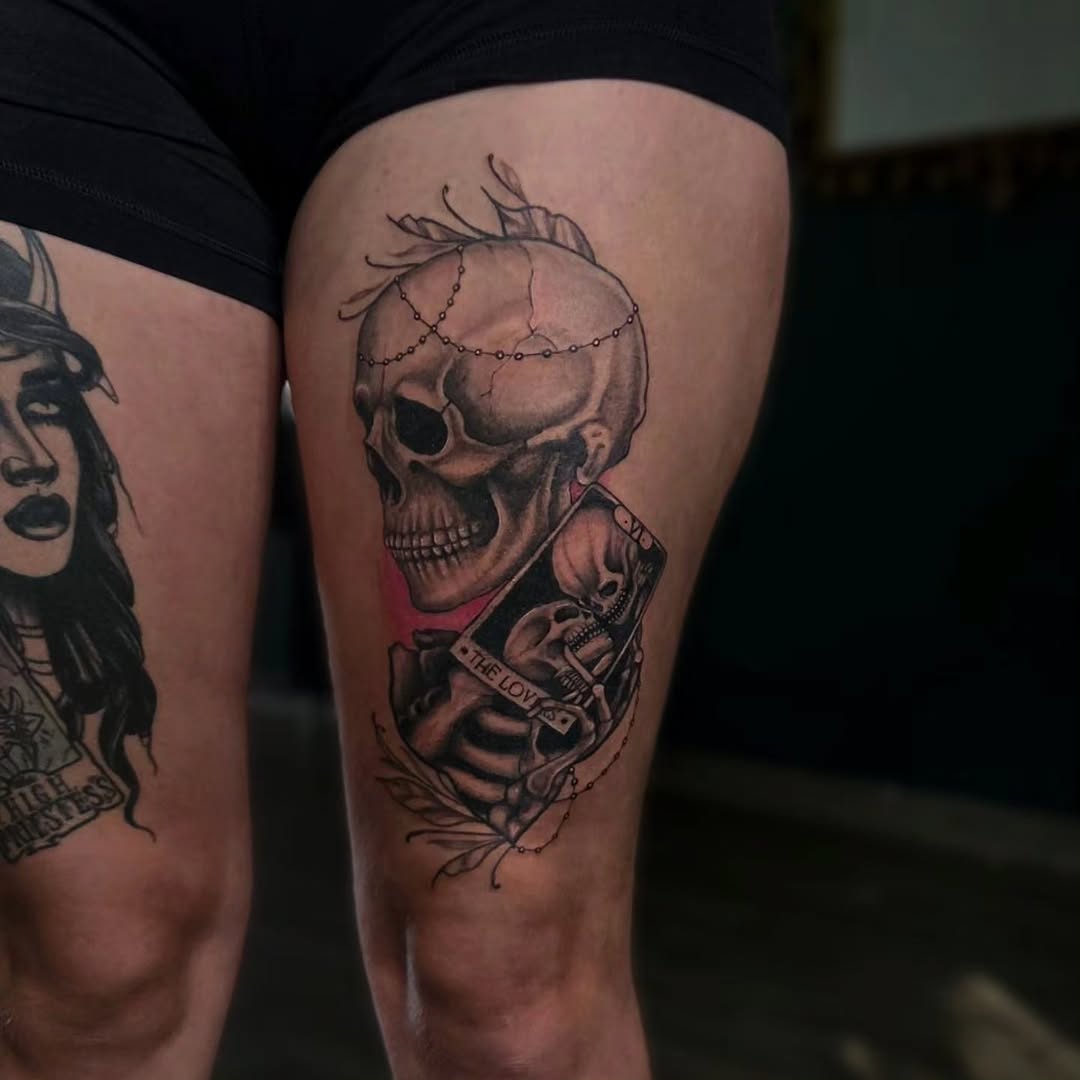Tattoo by @grimz.ink — black_and_grey, realism