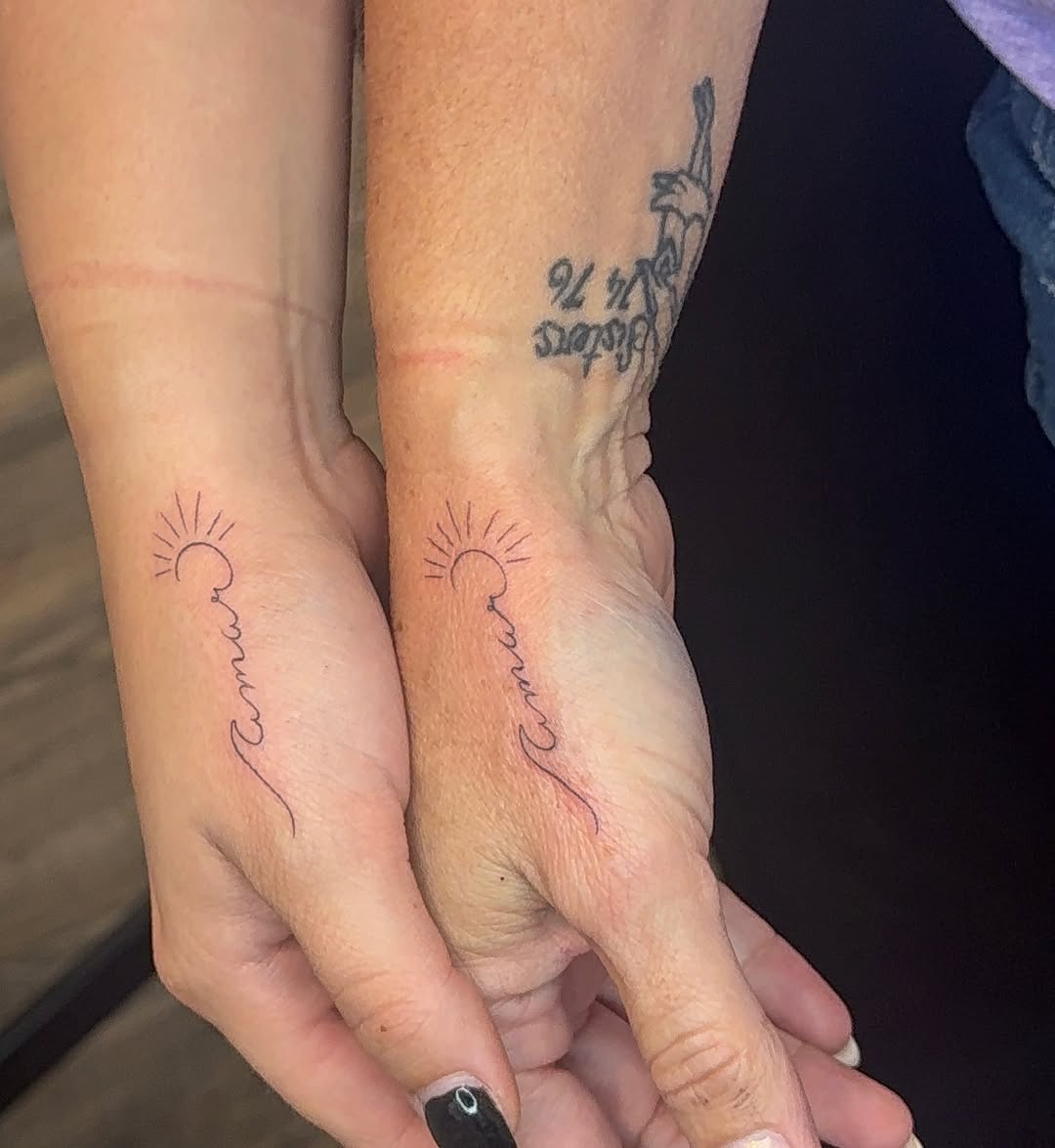 Tattoo by @hosannatattoo — lettering_script, fine_line