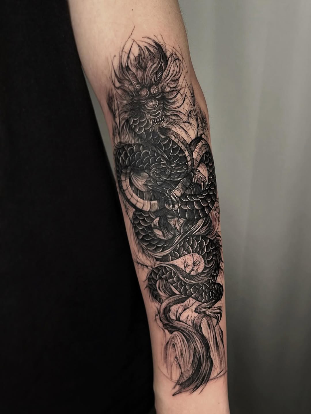 Tattoo by @tamilia_howall — black_and_grey, illustrative