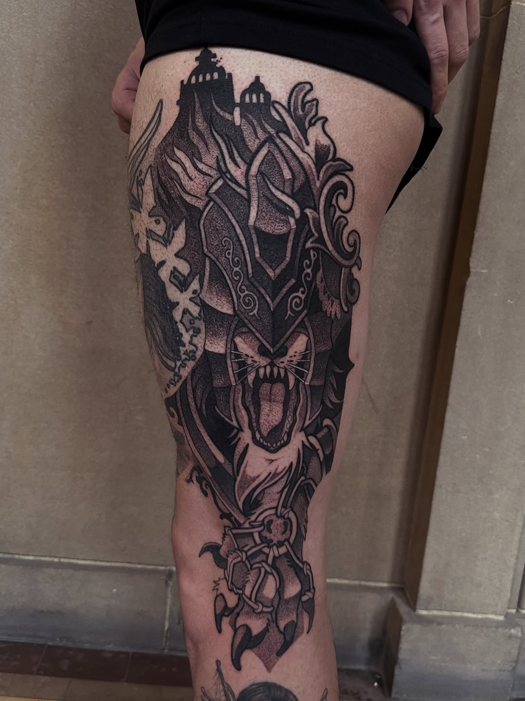 Tattoo by @jett_sonn โ black_and_grey, dotwork