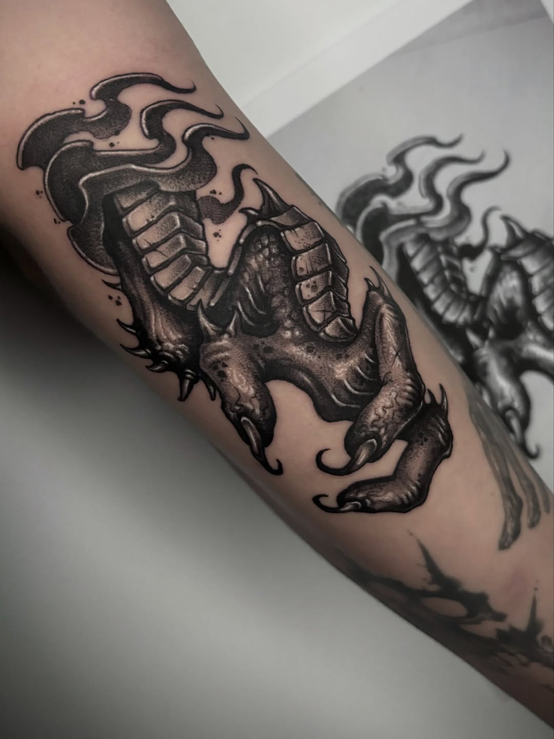 Tattoo by @blaggy__black — black_and_grey, realism