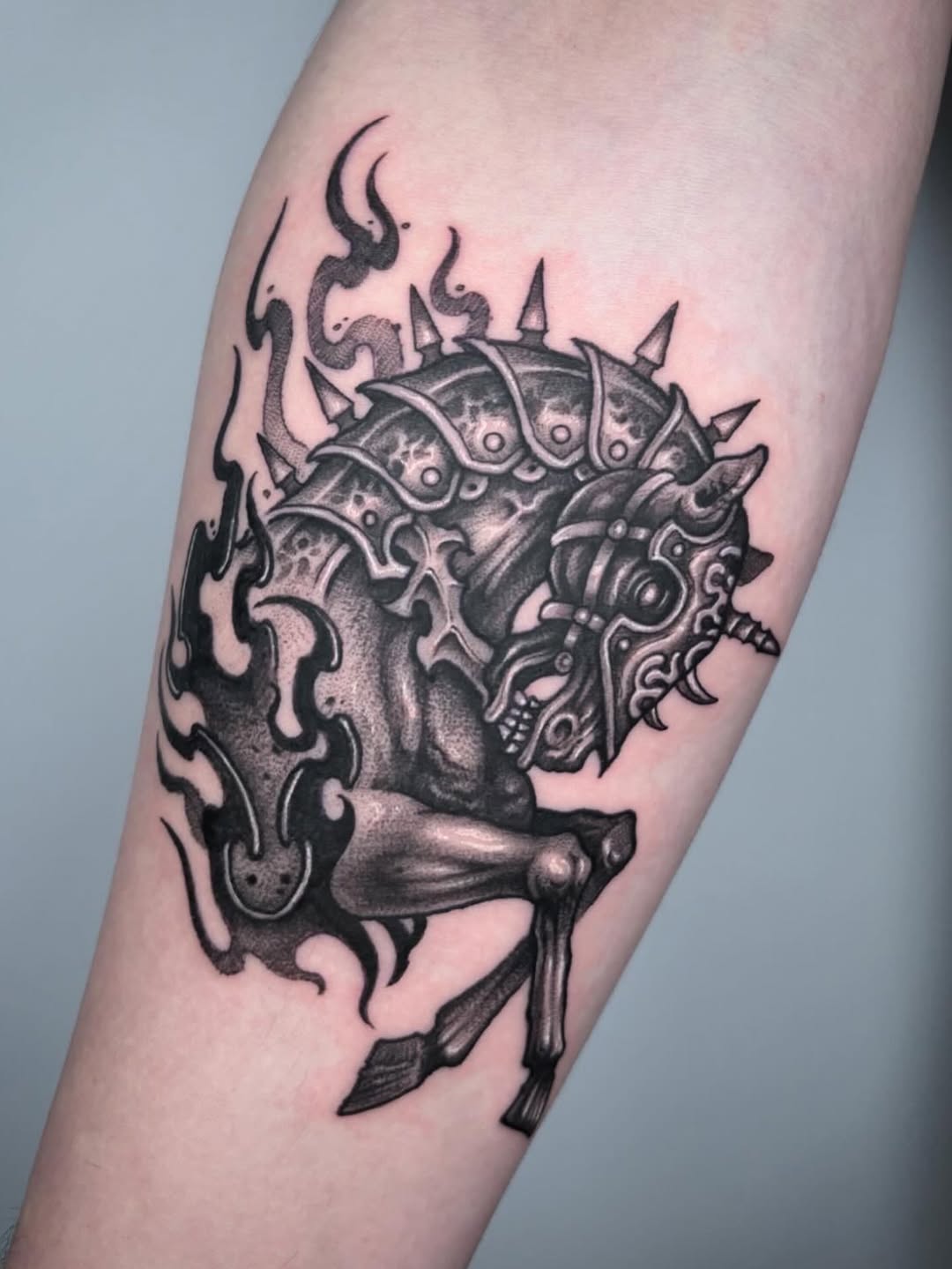 Tattoo by @blaggy__black — dark_realism, blackwork