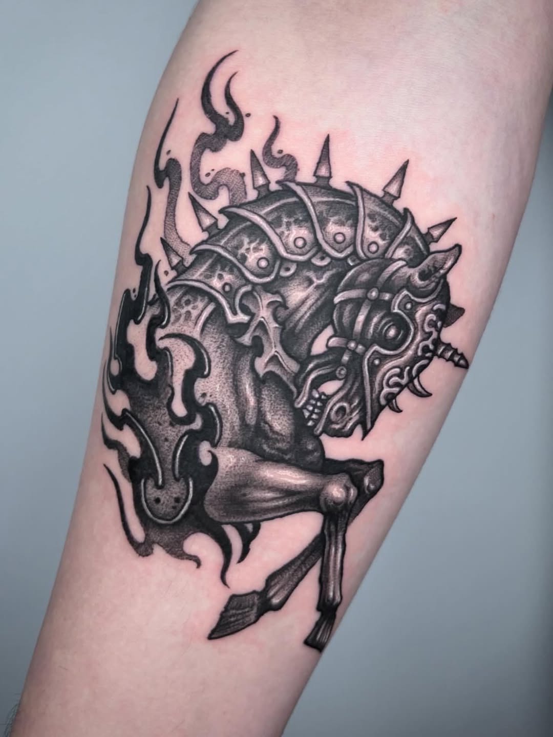 Tattoo by @blaggy__black — dark_realism, black_and_grey