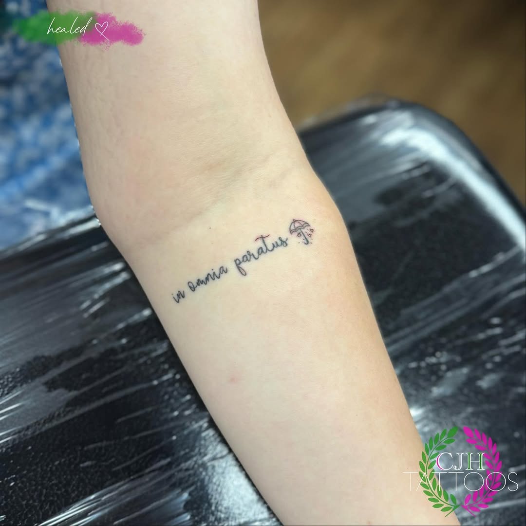 Tattoo by @cjhtattoos — lettering_script, fine_line