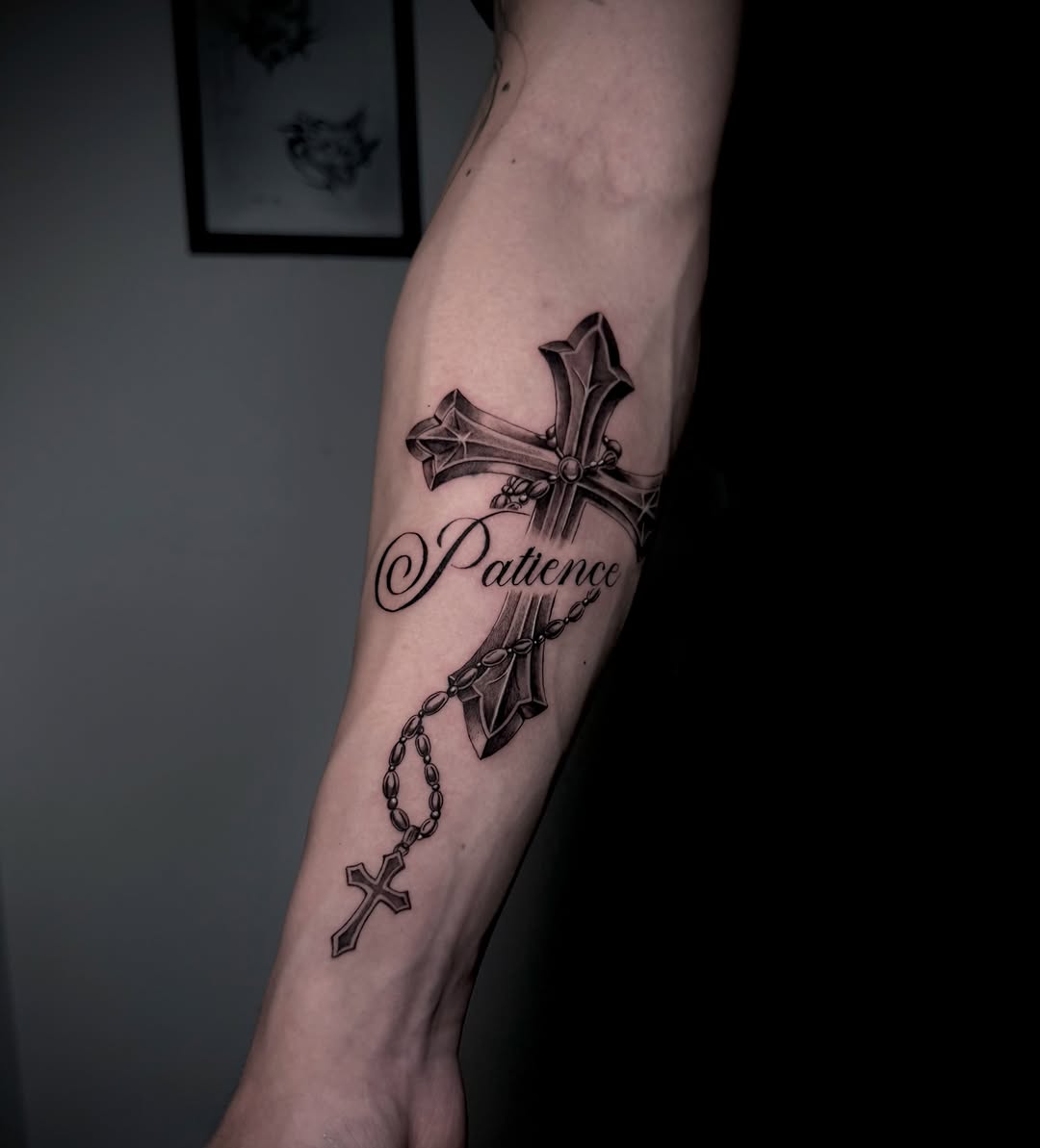 Tattoo by @_c._.yt_ โ lettering_script, black_and_grey