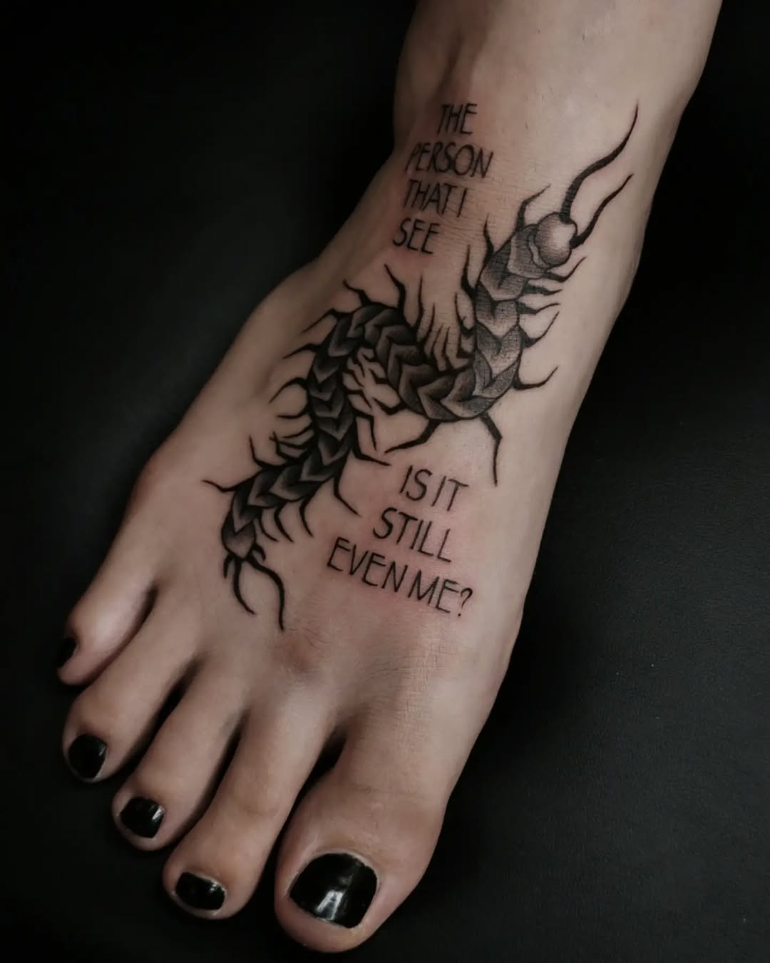 Tattoo by @alena.ashes โ black_and_grey, lettering_script