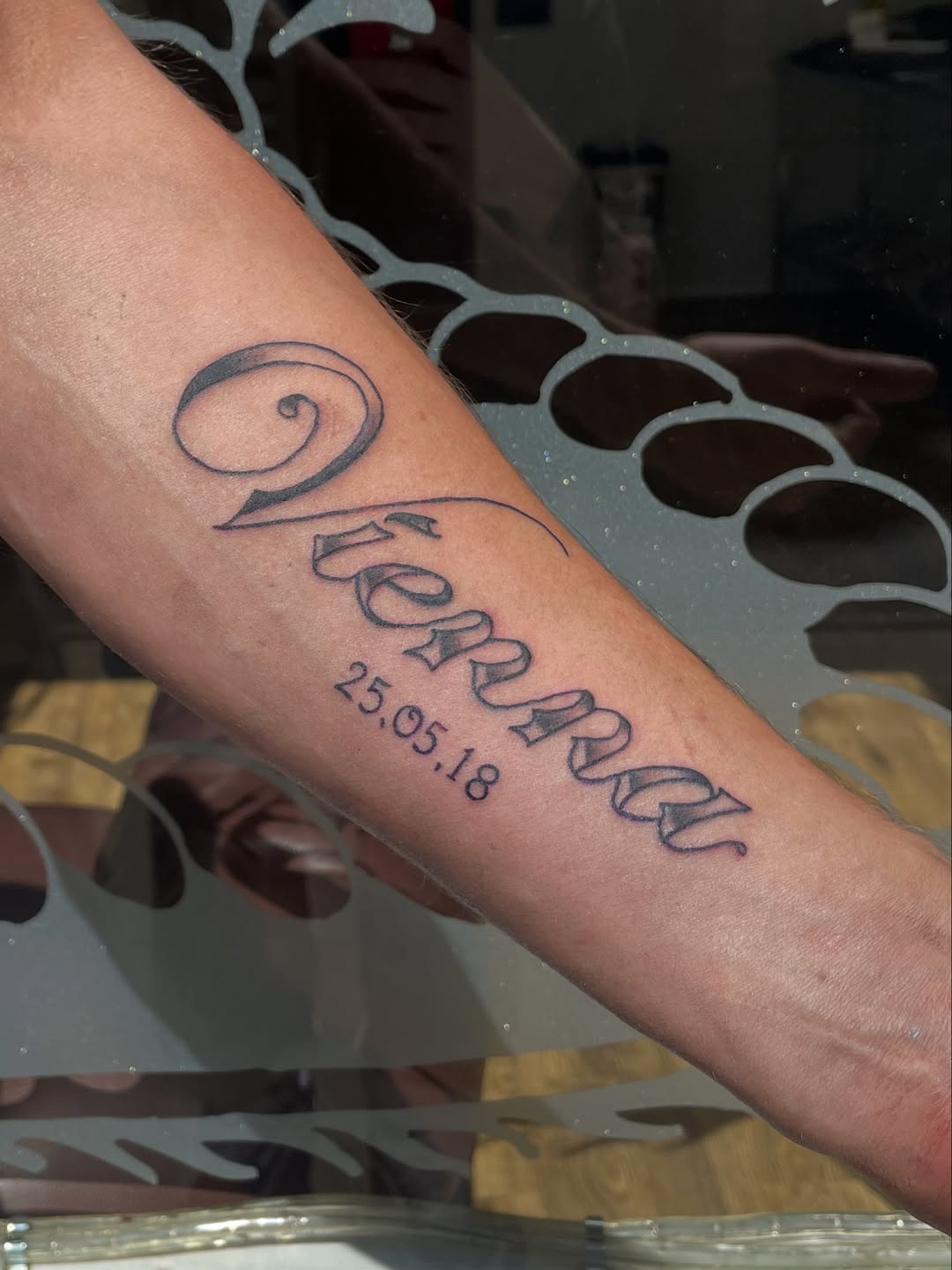 Tattoo by @trad_townsend โ lettering_script, fine_line
