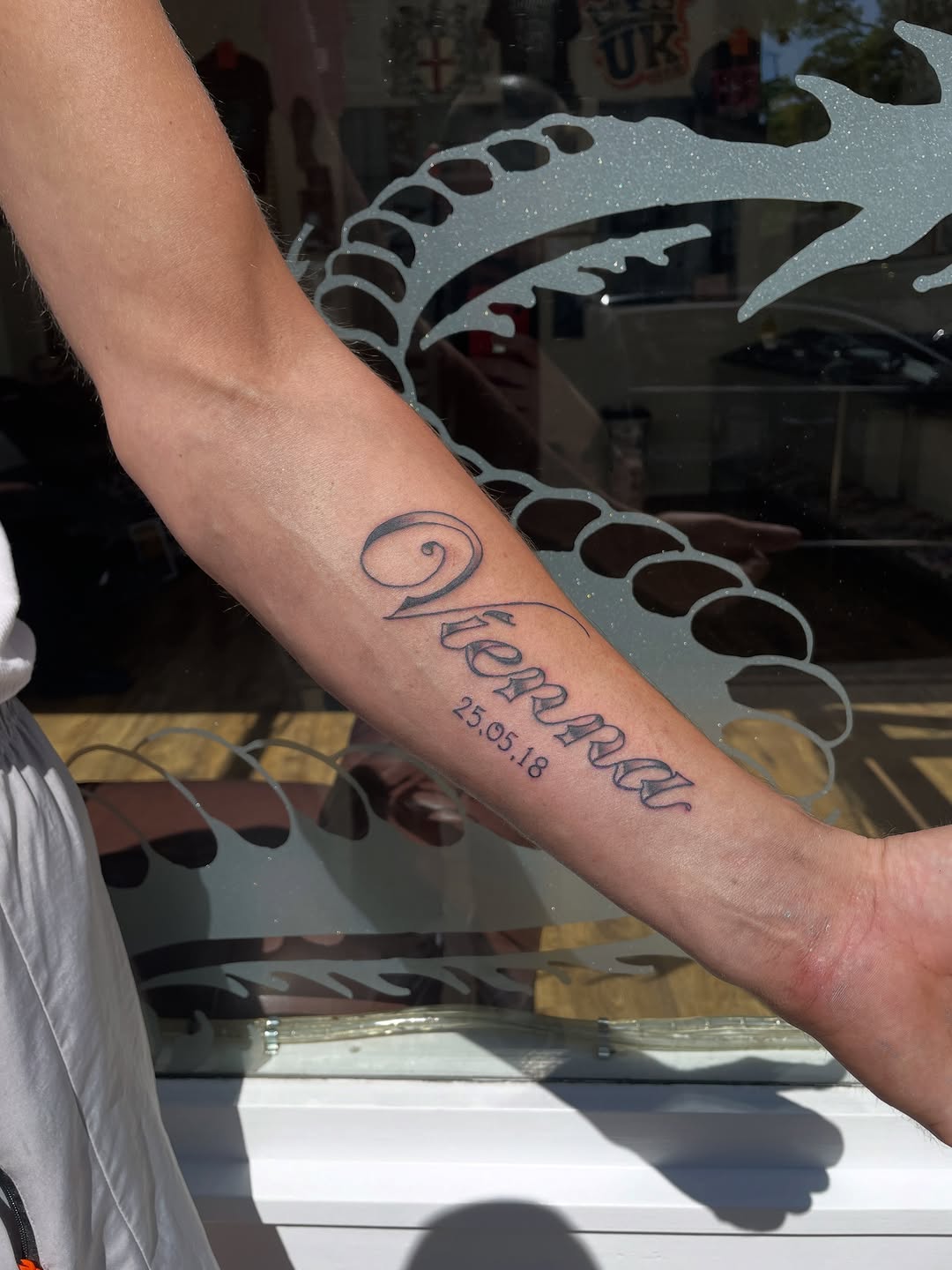 Tattoo by @trad_townsend โ lettering_script, fine_line