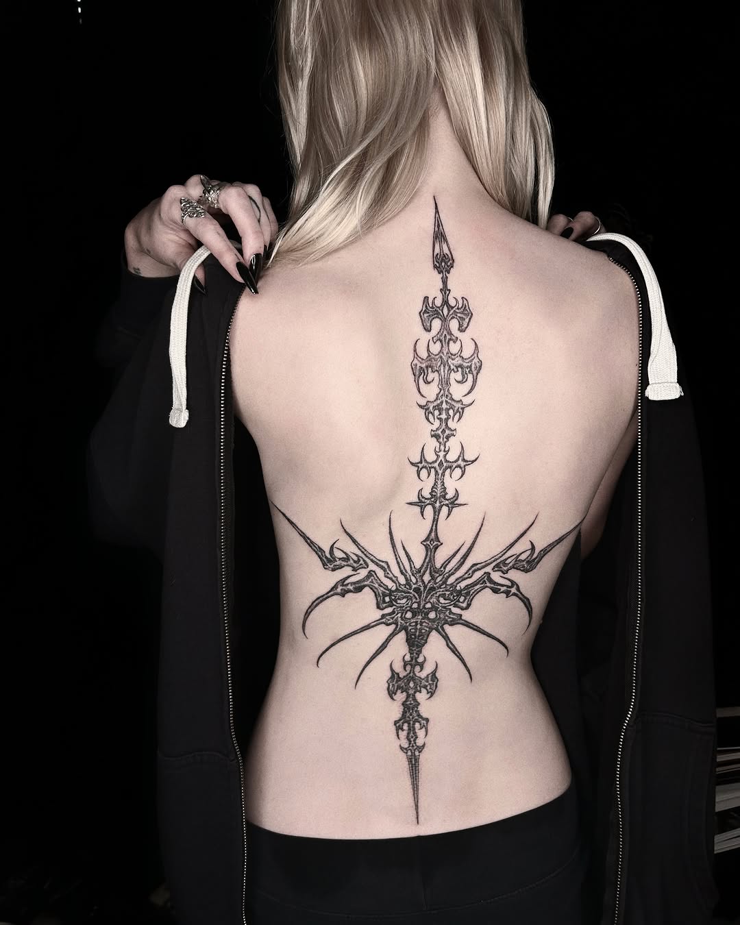Tattoo by @la13va_tear — blackwork, geometric