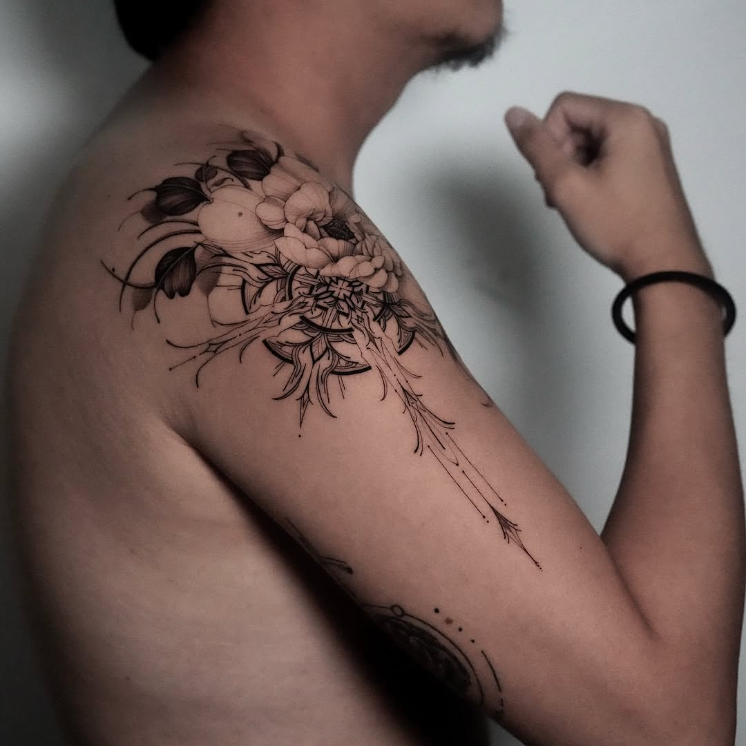 Tattoo by @ji.min.tt — fine_line, black_and_grey