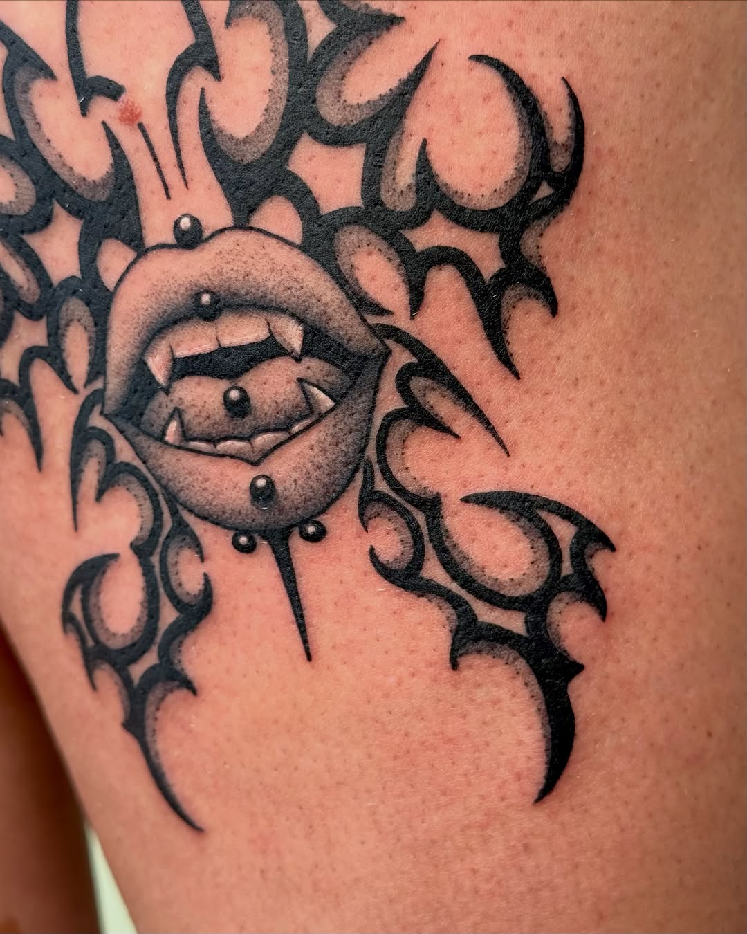 Tattoo by @bodyartbyali β tribal, black_and_grey