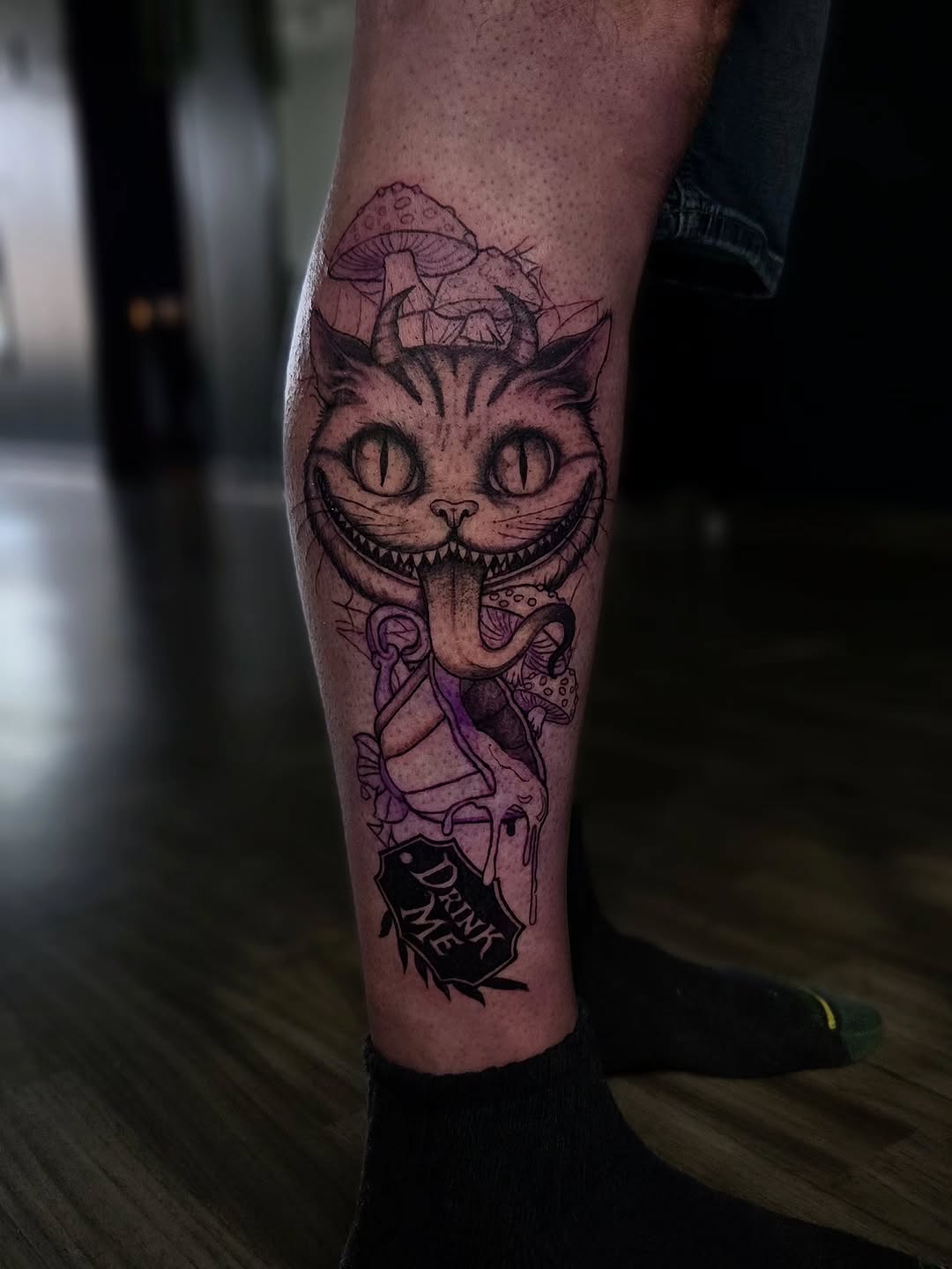 Tattoo by @grimz.ink — illustrative, black_and_grey