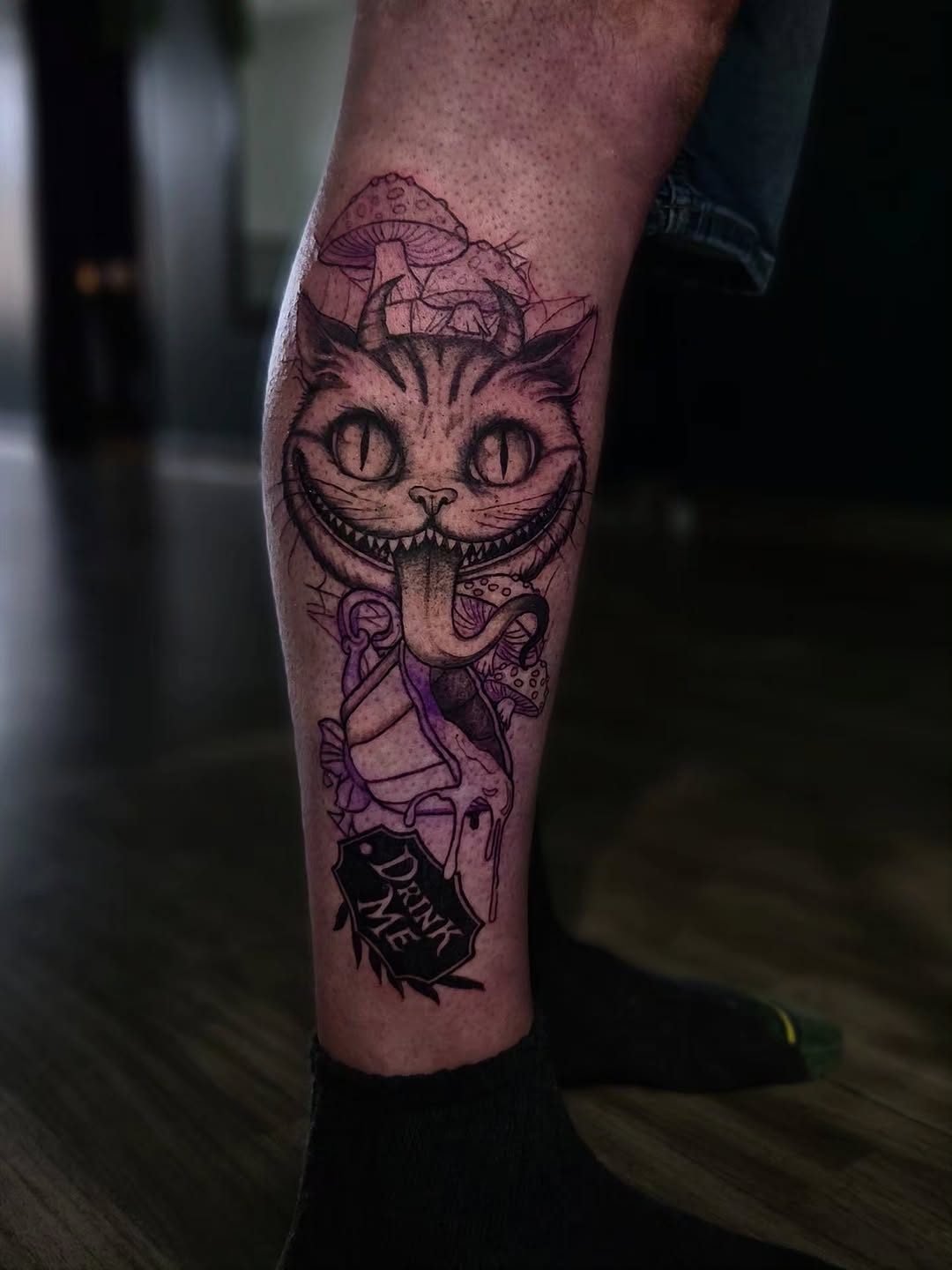 Tattoo by @grimz.ink — illustrative, black_and_grey