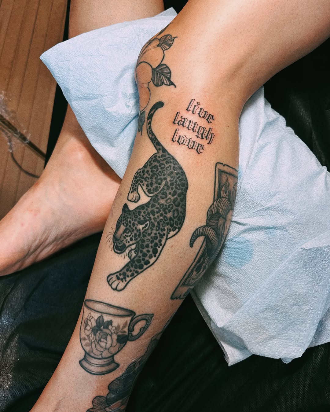 Tattoo by @jennaleeshaaktattoo — lettering_script, black_and_grey