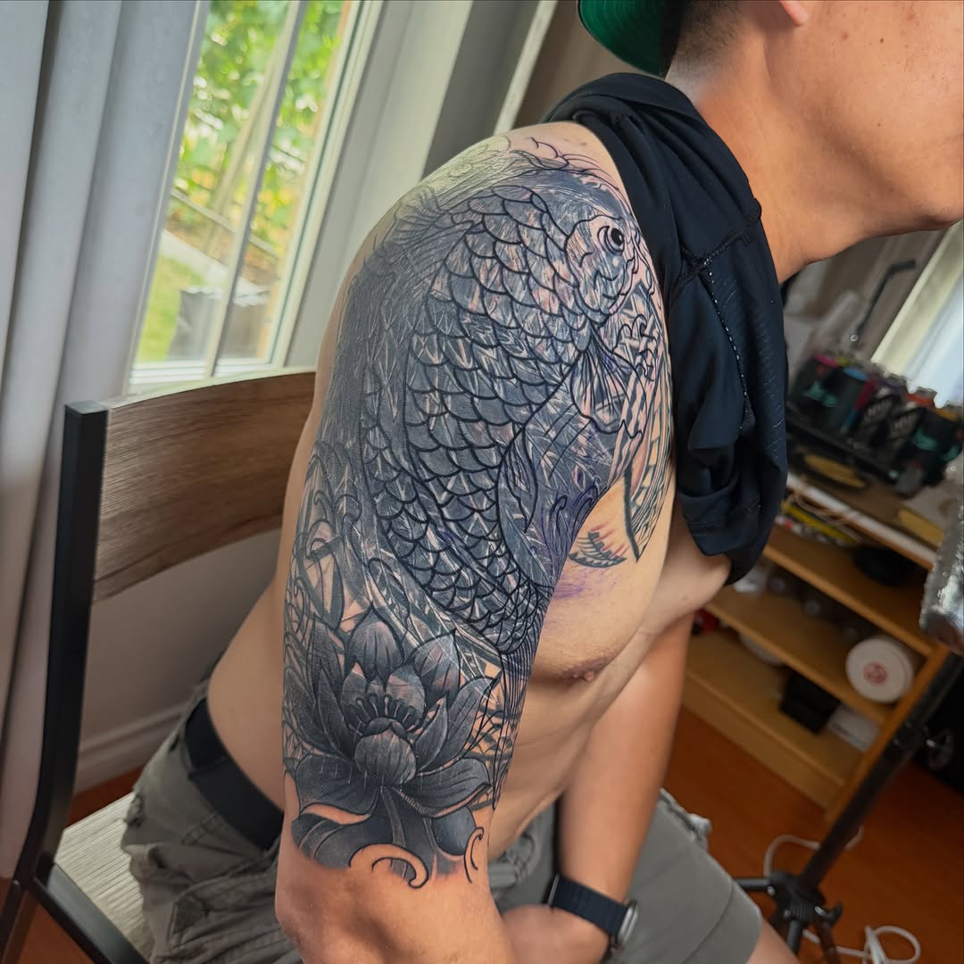 Tattoo by @yowmadfboy — japanese_irezumi, black_and_grey
