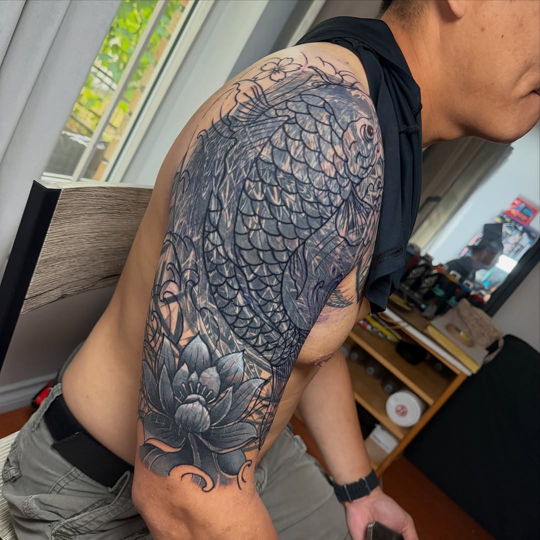 Tattoo by @yowmadfboy — japanese_irezumi, black_and_grey