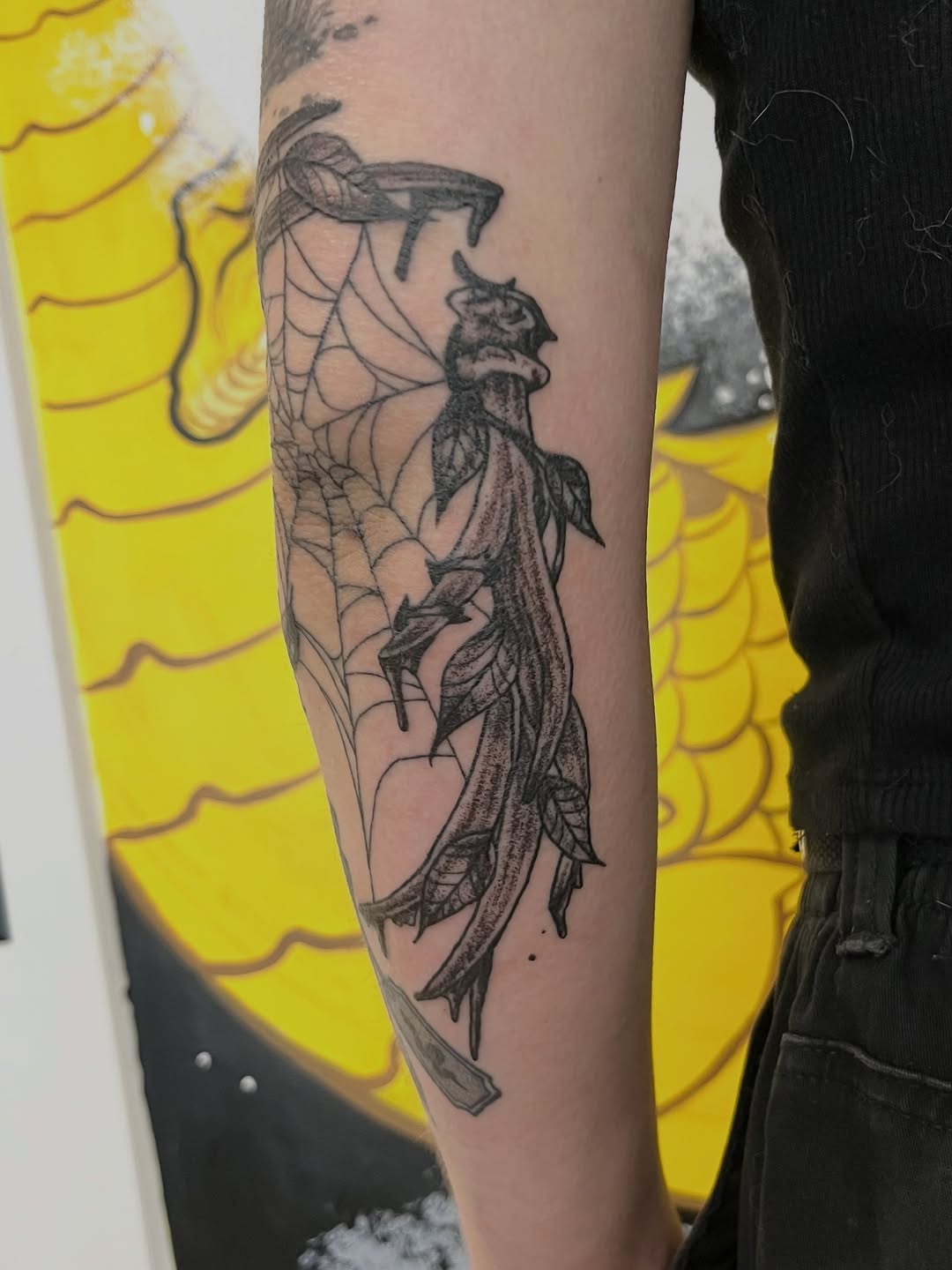 Tattoo by @morganeden.tattoos โ illustrative, black_and_grey
