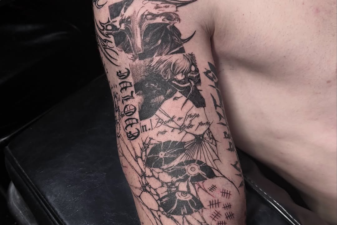 Tattoo by @deathtxpia โ blackwork, lettering_script