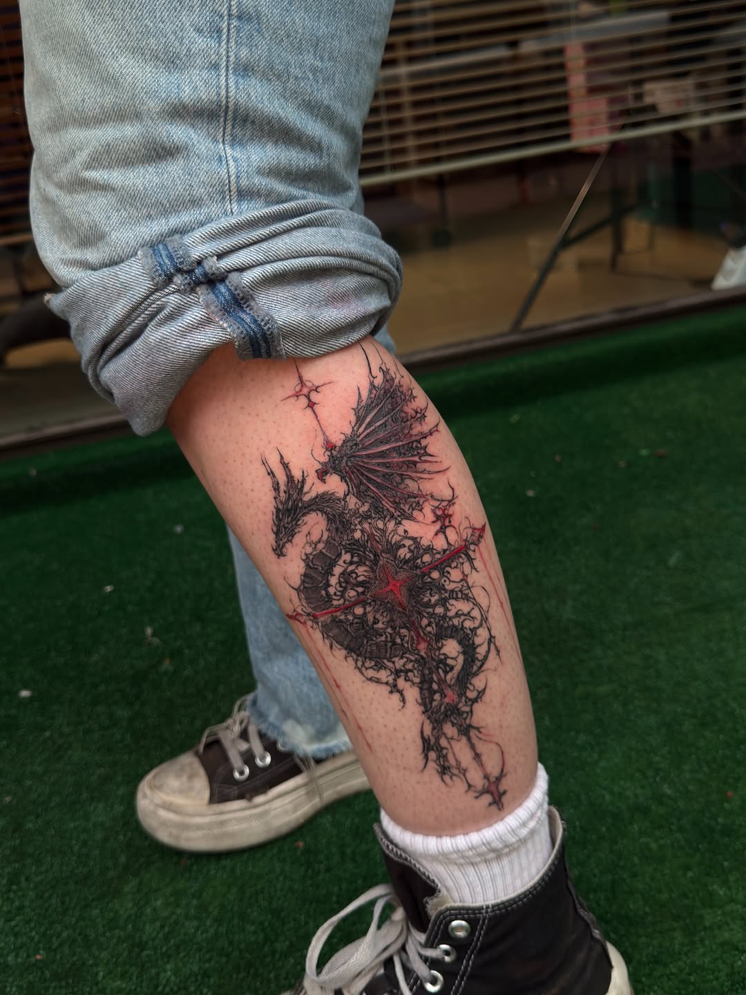 Tattoo by @relicglow_ink โ dark_realism, blackwork