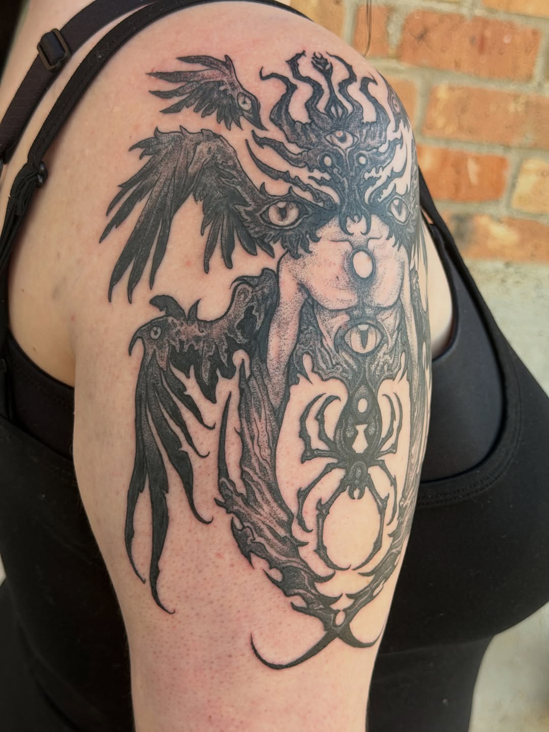 Tattoo by @blackmeddle — blackwork, dark_realism