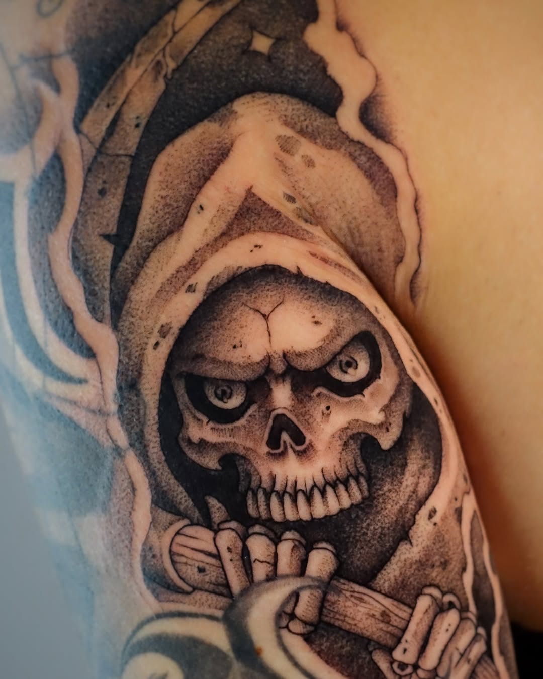 Tattoo by @leperemael — black_and_grey, realism