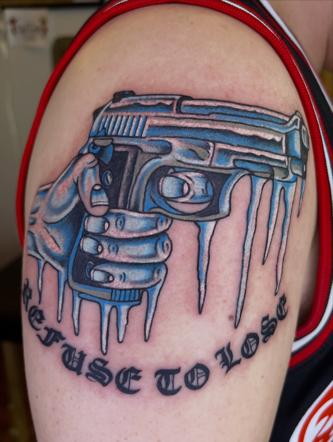Tattoo by @arno.larose — black_and_grey, lettering_script