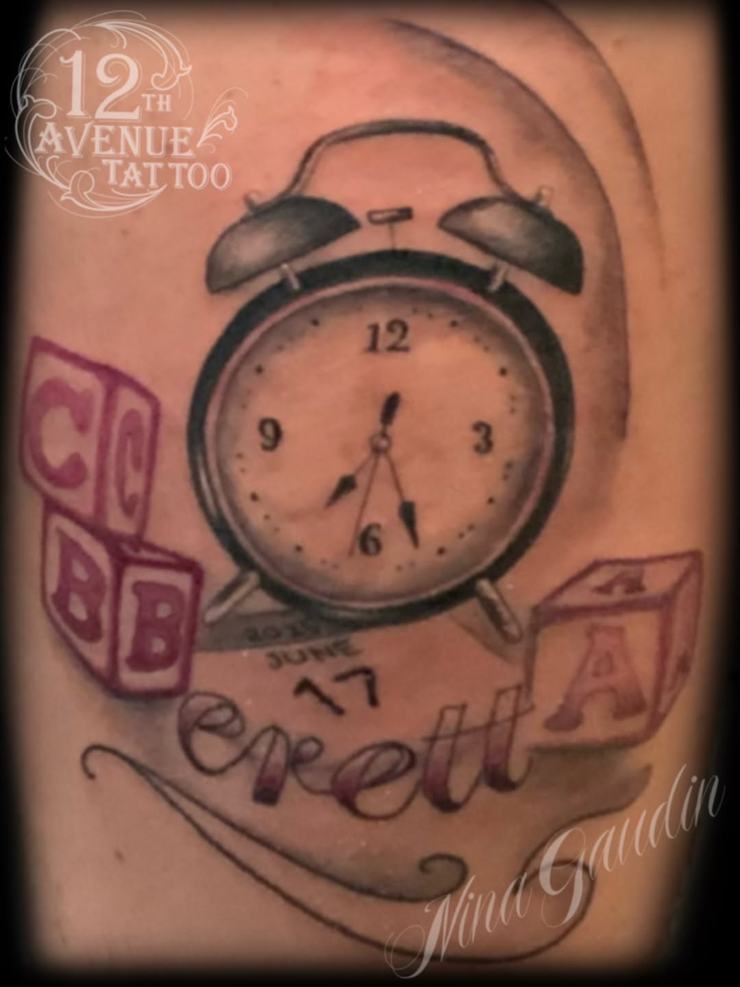 Tattoo by @tattoosbynina — realism, lettering_script