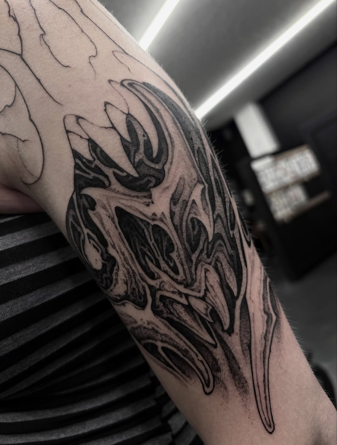 Tattoo by @8jinx9 — black_and_grey, dotwork