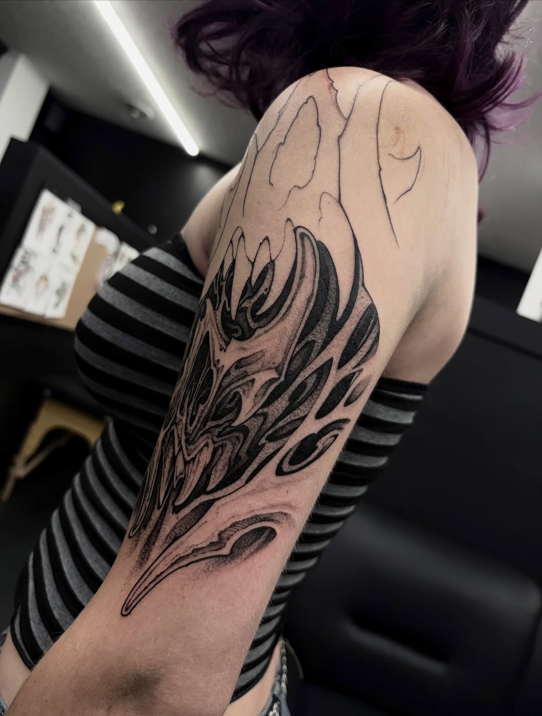 Tattoo by @8jinx9 — black_and_grey, dotwork