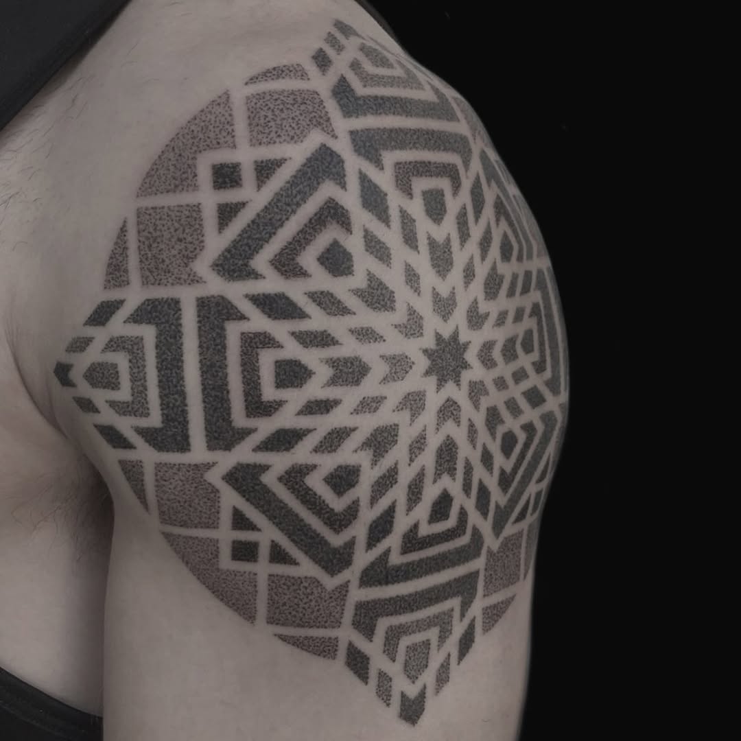 Tattoo by @setharcane — geometric, dotwork
