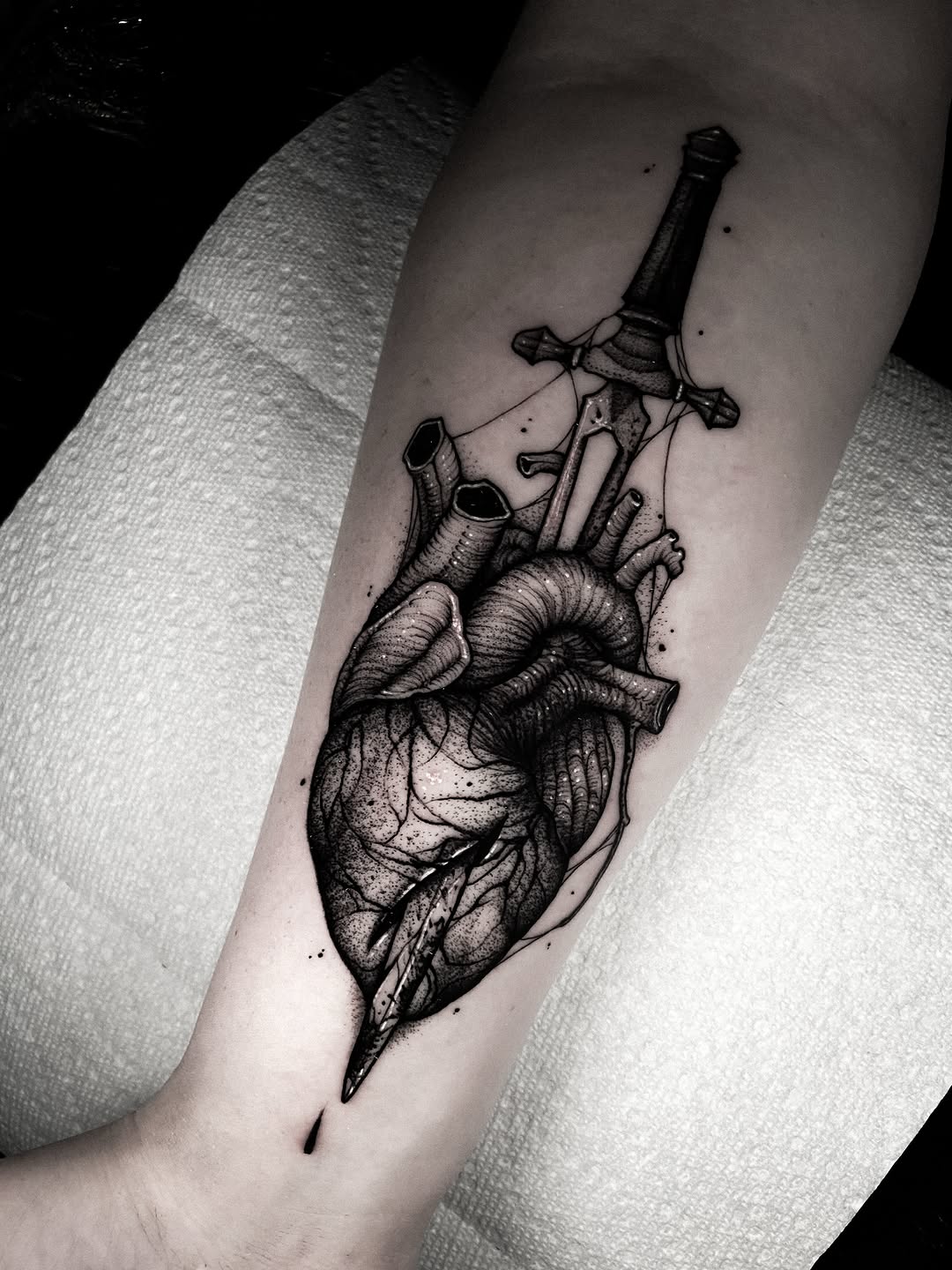 Tattoo by @bunche_tattoo โ black_and_grey, dark_realism
