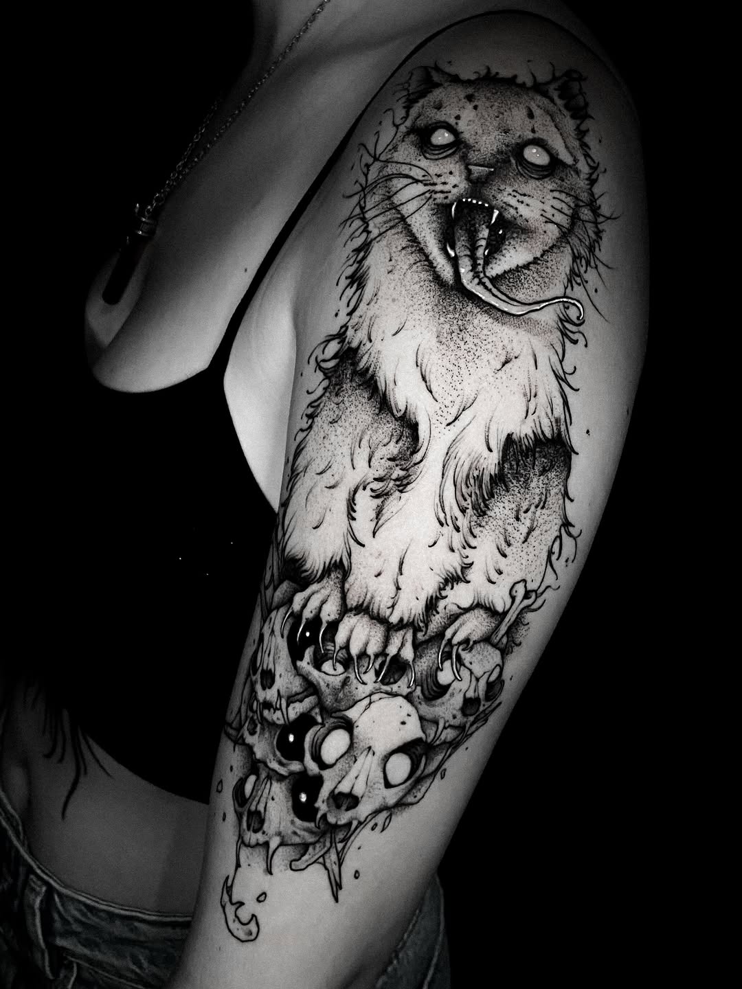 Tattoo by @bunche_tattoo โ dark_realism, blackwork