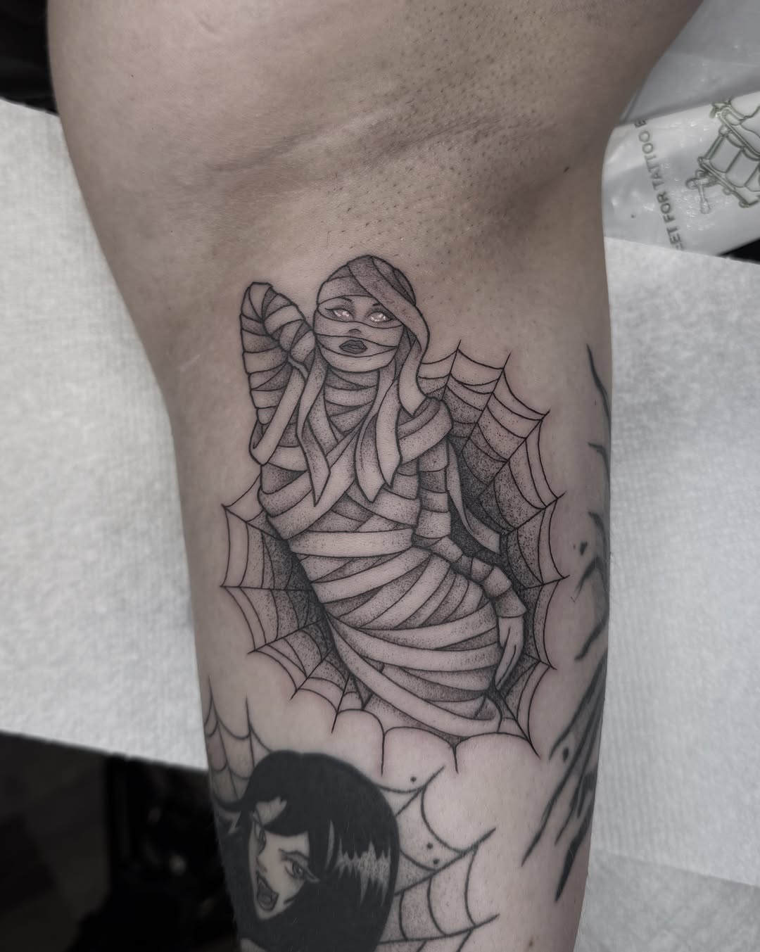 Tattoo by @midnight.spell.art — black_and_grey, dotwork