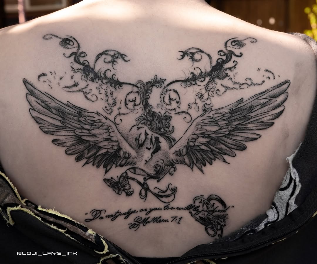 Tattoo by @loui_lays_ink — black_and_grey, lettering_script