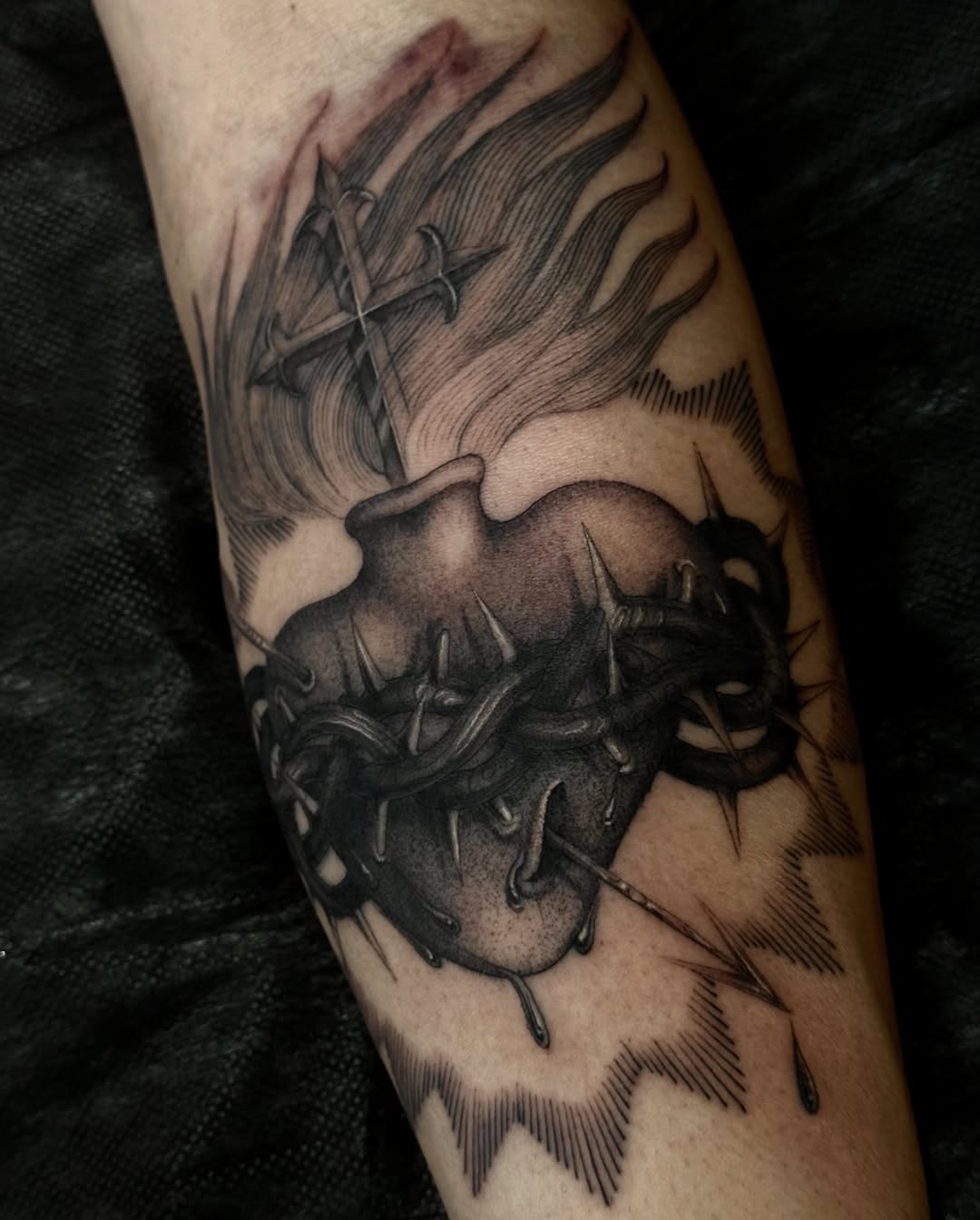 Tattoo by @connalcreates — black_and_grey, realism