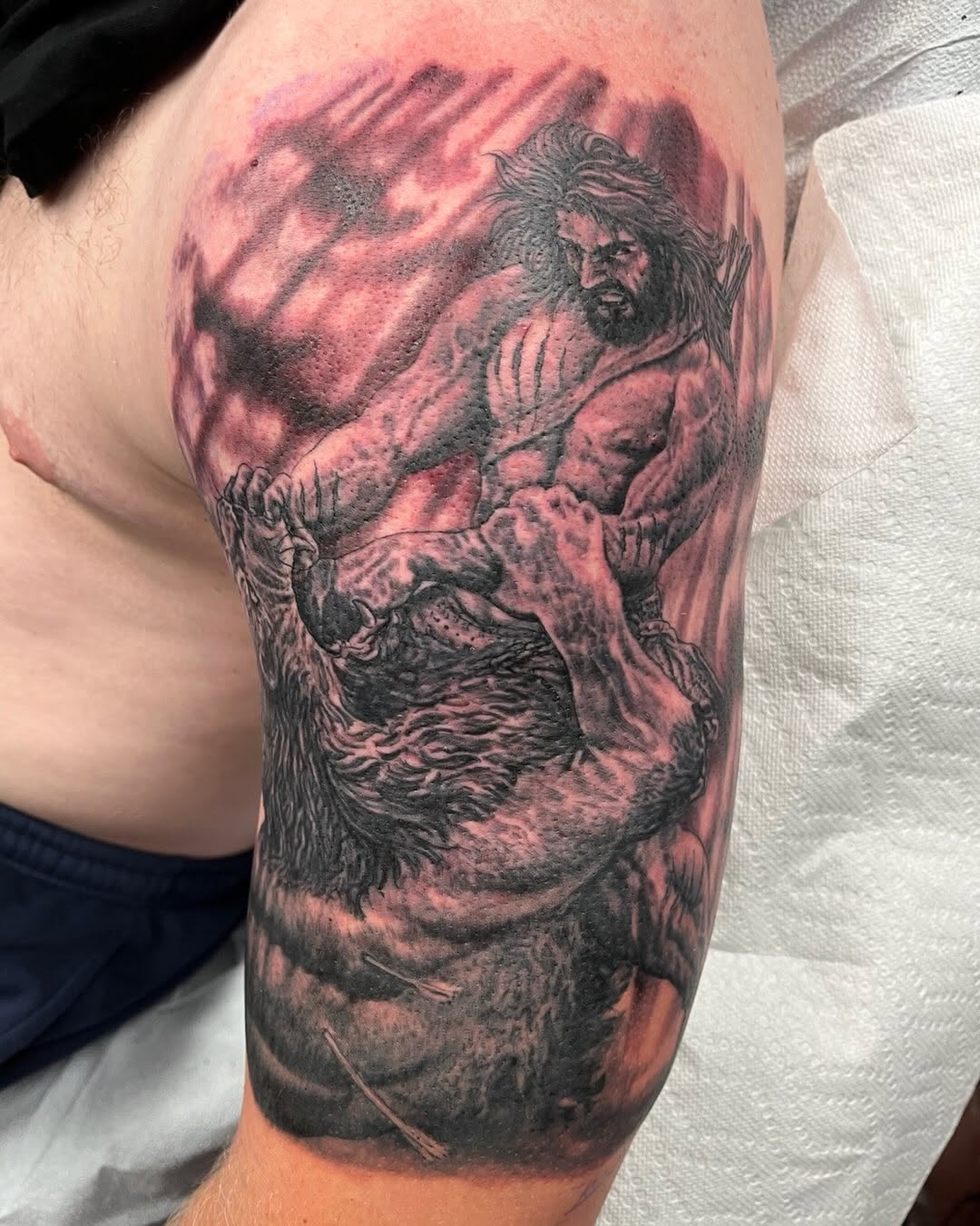 Tattoo by @vectordoe — realism, black_and_grey